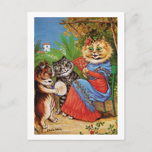 Kittens & Lady, Louis Wain Briefkaart (Voorkant)