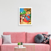 Kittens & Lady, Louis Wain Canvas Afdruk (Insitu (Woonkamer))