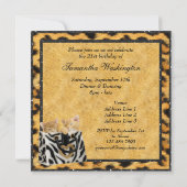 Kittens & Leopard Print Fur Gold Birthday Party Kaart (Achterkant)