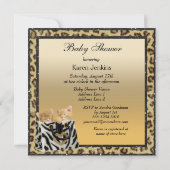 Kittens Leopard Print Neutral Twins Baby shower Kaart (Achterkant)