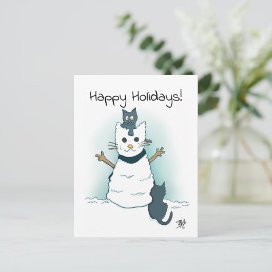 Kittens maken sneeuwkat Prettige feestdagen Kerstm Briefkaart (Staand voorkant)