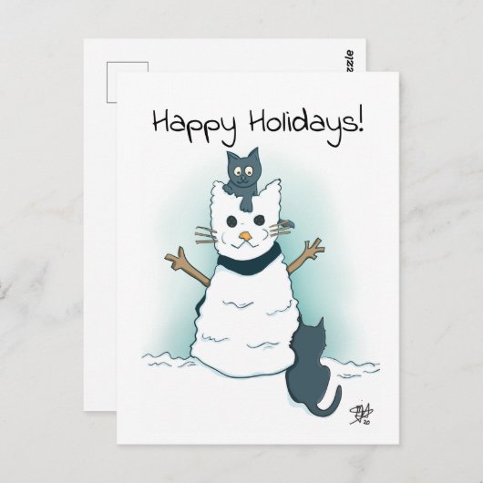 Kittens maken sneeuwkat Prettige feestdagen Kerstm Briefkaart (Voorkant / Achterkant)