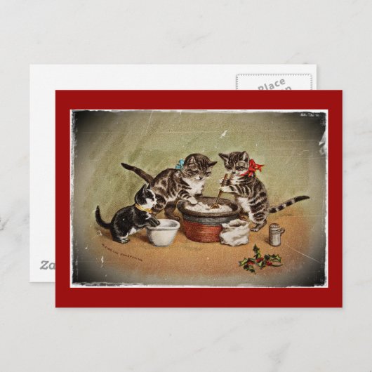Kittens Making Pudding Briefkaart (Voorkant / Achterkant)