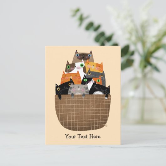 Kittens mandje briefkaart (Staand voorkant)