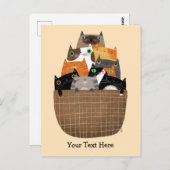 Kittens mandje briefkaart (Voorkant / Achterkant)