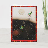 Kittens Merry Cat-mess Kaart | Rode Plaid Kerstmis (Achterkant)