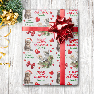 Kittens Merry Meowy Kerstkleinkind Cadeaupapier