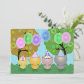 Kittens met Balloons Kaart (Staand voorkant)