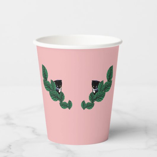 Kittens met bladeren glas papieren bekers (Voorkant)