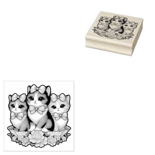 Kittens met bogen Rubberstempel (Gestempeld)