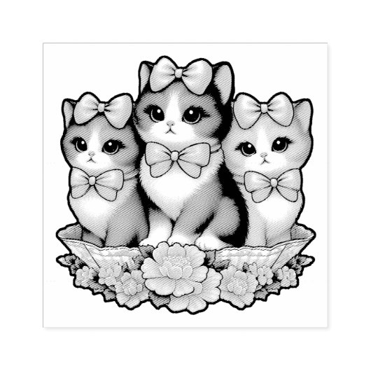 Kittens met bogen Rubberstempel (Afrduk)