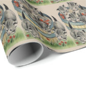 Kittens met crème in korf met rode koeien cadeaupapier (Rol Hoek)