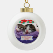 Kittens met een rode kerstkerstmis 20XX Keramische Bal Ornament (Voorkant)