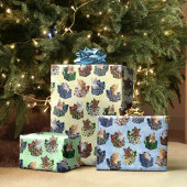 Kittens met kerst in cadeaudozen inpakpapier vel