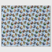 Kittens met kerst in vakantiekakken cadeaupapier (Vlak)