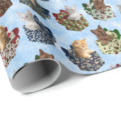 Kittens met kerst in vakantiekakken cadeaupapier (Rol Hoek)