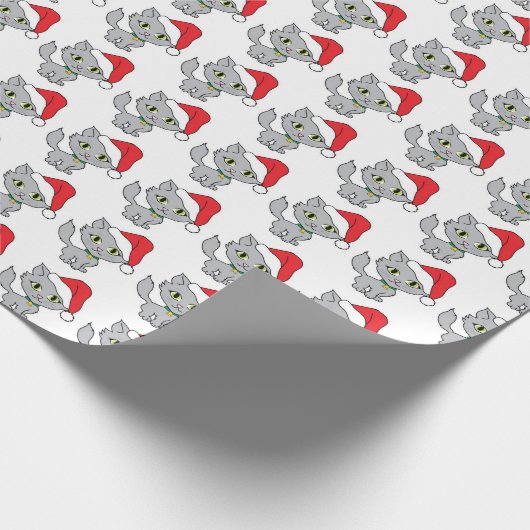 Kittens met Kerstmutsen Cadeaupapier (Hoek)