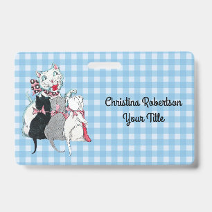 Kittens met lachende moeder kat blauw wit geplakt badge