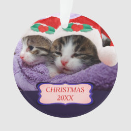 Kittens met Red Santa Hats Kerstmis 20XX Ornament
