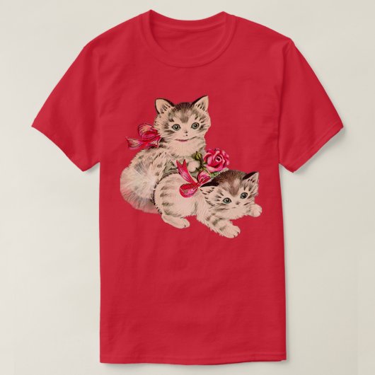 Kittens met roze strikken t-shirt (Design voorkant)