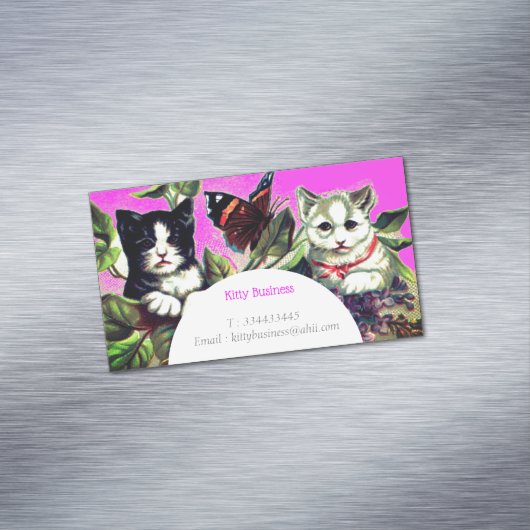  kittens met vlinder nr. 2 magnetisch visitekaartje (Voorbeeld)