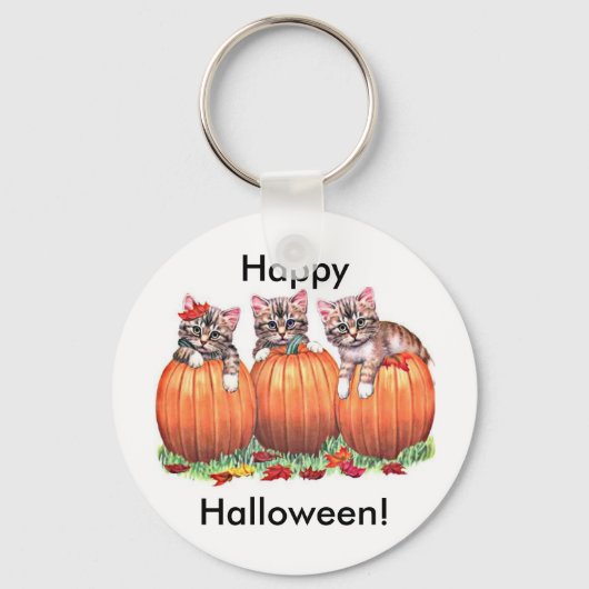 Kittens op pompoenen voor Halloween Sleutelhanger (Voorkant)