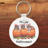 Kittens op pompoenen voor Halloween Sleutelhanger (Voorkant)
