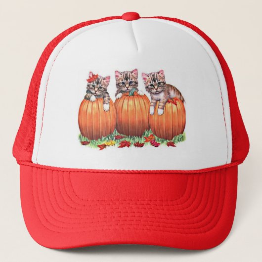 Kittens op pompoenen voor Halloween Trucker Pet (Voorkant)