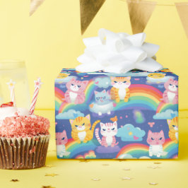 Kittens op Rainbow Clouds Happy Cat Lover Cadeaupapier