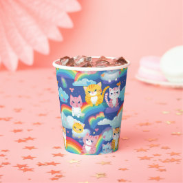 Kittens op Rainbow Clouds Happy Cat Lover Papieren Bekers