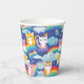 Kittens op Rainbow Clouds Happy Cat Lover Papieren Bekers (Achterkant)