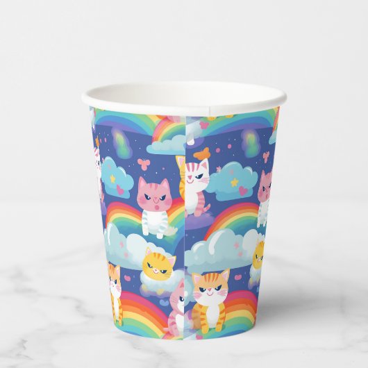 Kittens op Rainbow Clouds Happy Cat Lover Papieren Bekers (Rechts)