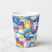 Kittens op Rainbow Clouds Happy Cat Lover Papieren Bekers (Voorkant)