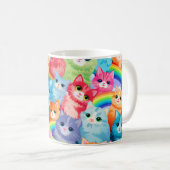 Kittens op Rainbows Sweet Cats in vele kleuren Koffiemok (Voorkant rechts)