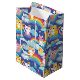 Kittens op Regenbogen Kleine Meisje Verjaardag Medium Cadeauzakje