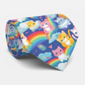 Kittens op Regenbogen Over de Top Grappig Happy Stropdas (Opgerold)