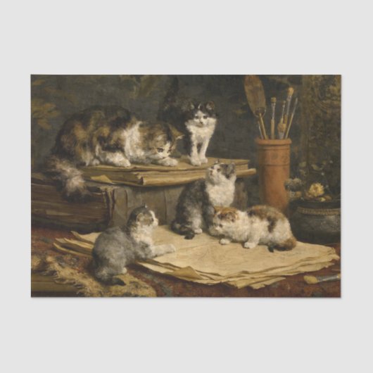 Kittens Painting door Carl Reichert Tissuepapier (Voorkant)