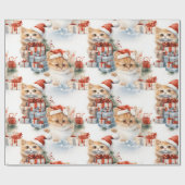 Kittens pakken kerstcadeaus uit! cadeaupapier (Vlak)