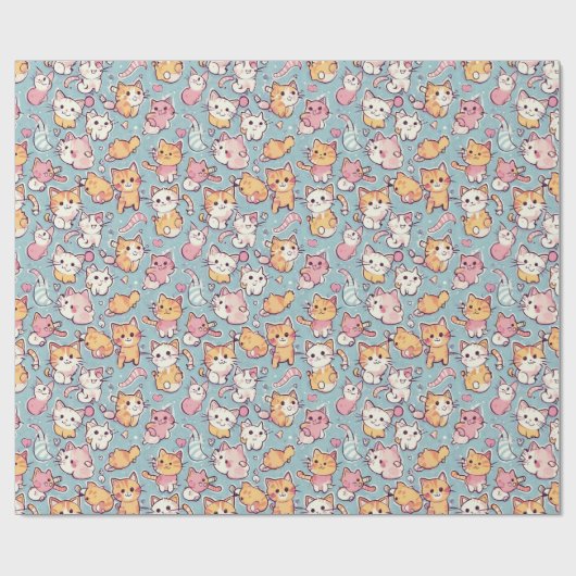 Kittens patroon cadeaupapier (Vlak)