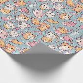 Kittens patroon cadeaupapier (Hoek)