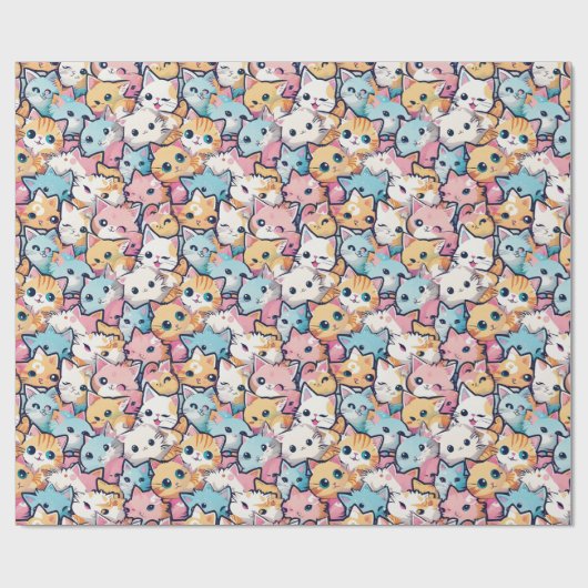 Kittens patroon cadeaupapier (Vlak)