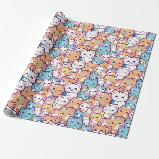 Kittens patroon cadeaupapier (Uitgerold)