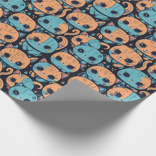 Kittens patroon cadeaupapier (Hoek)