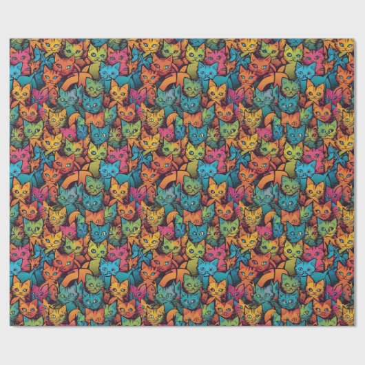 Kittens patroon cadeaupapier (Vlak)