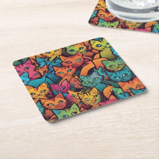 Kittens patroon kartonnen onderzetters (Schuin)