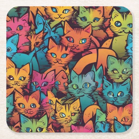 Kittens patroon kartonnen onderzetters (Voorkant)