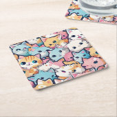 Kittens patroon kartonnen onderzetters (Schuin)