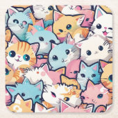 Kittens patroon kartonnen onderzetters (Voorkant)