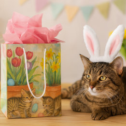 Kittens Playing with Easter Eggs  Medium Cadeauzakje