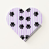  Kittens & poten, paarse strepen hartvorm Notitieboek (Achterkant)